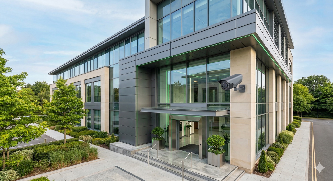 Sítě a bezpečnost pro firmy Firemní budova s kamerovým systémem